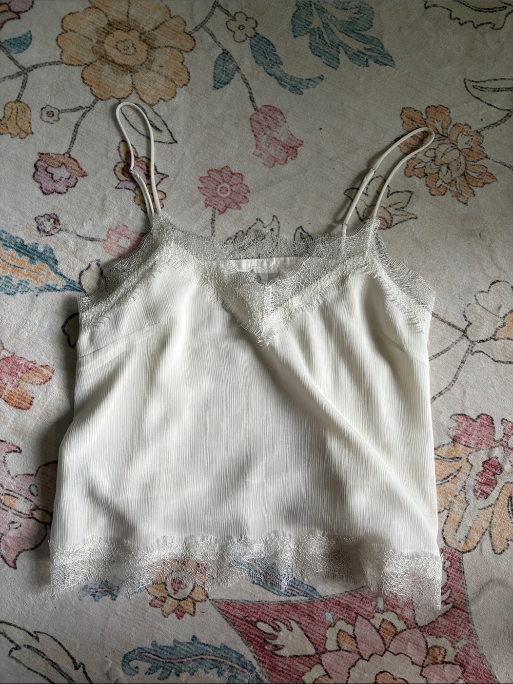 NWT Delicate Lace-Trim Cream Cami Top